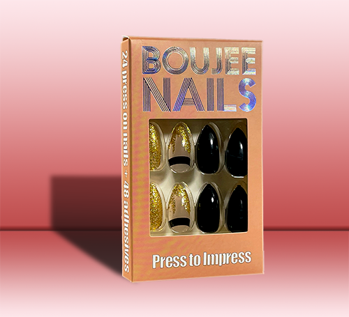 Black and Gold | Press on Nails | Glitter